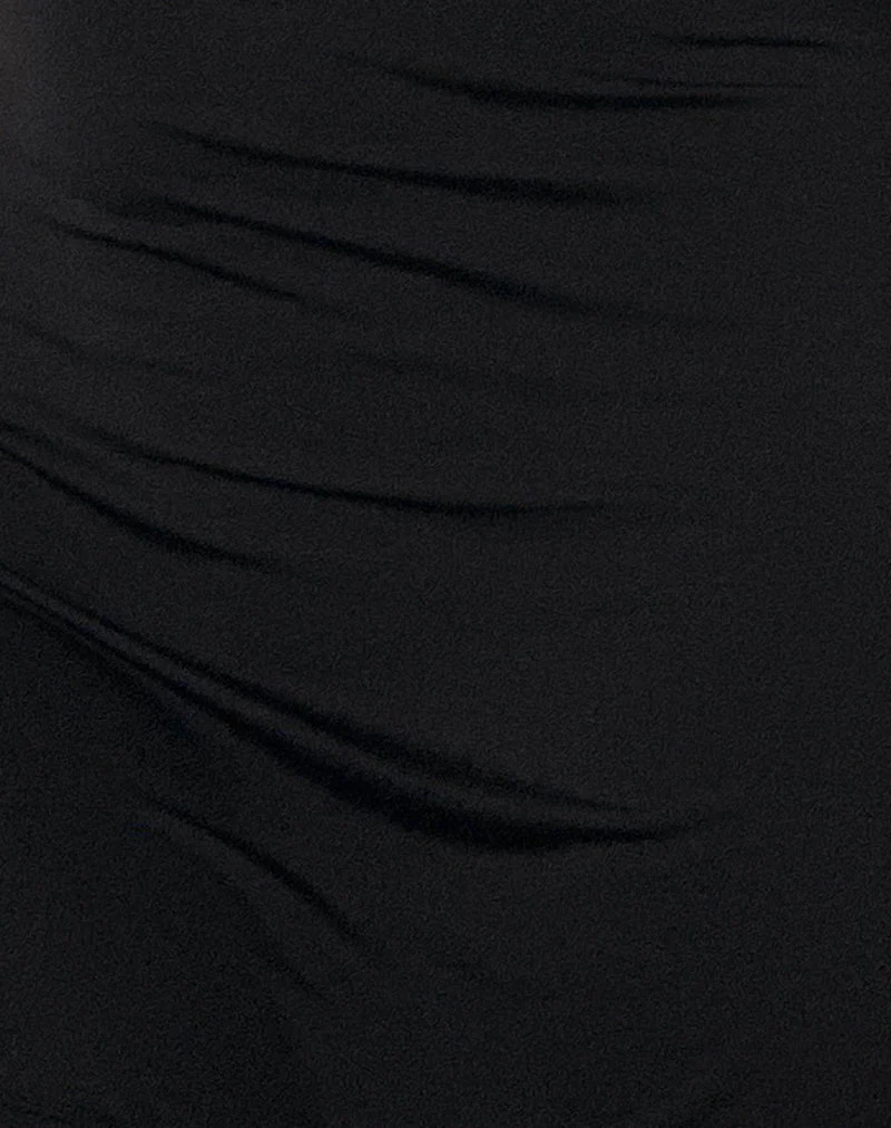 Xeenia One Shoulder Mini Dress in Slinky Black - Image 5