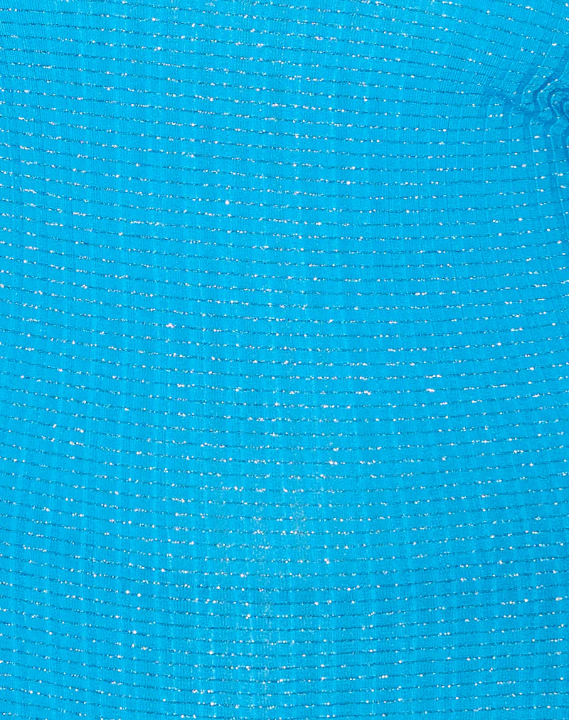 Xiabon Backless Top in Metallic Blue - Image 4