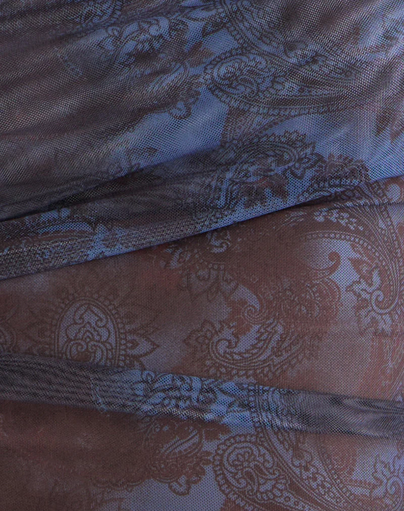 Xiomara Halterneck Top in Midnight Paisley Dark Blue - Image 5