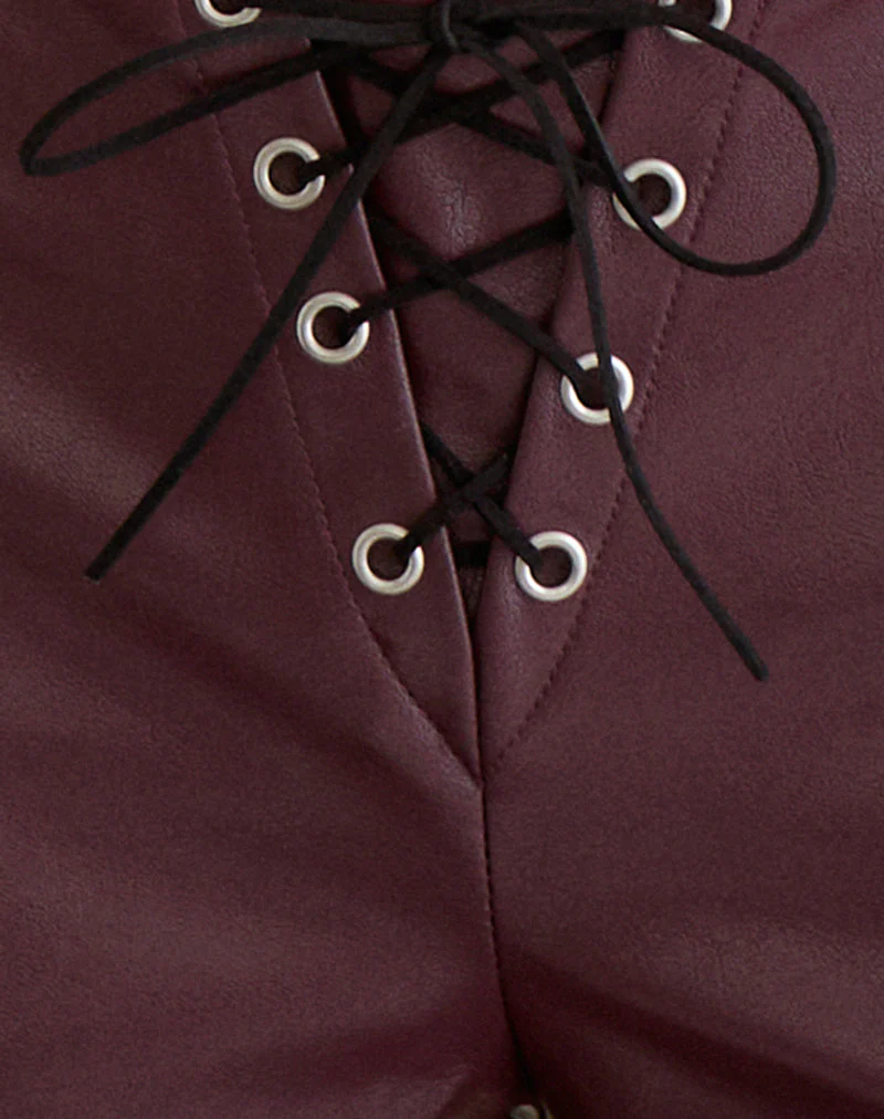 Yakko Lace Up Micro Short in PU Plum - Image 6
