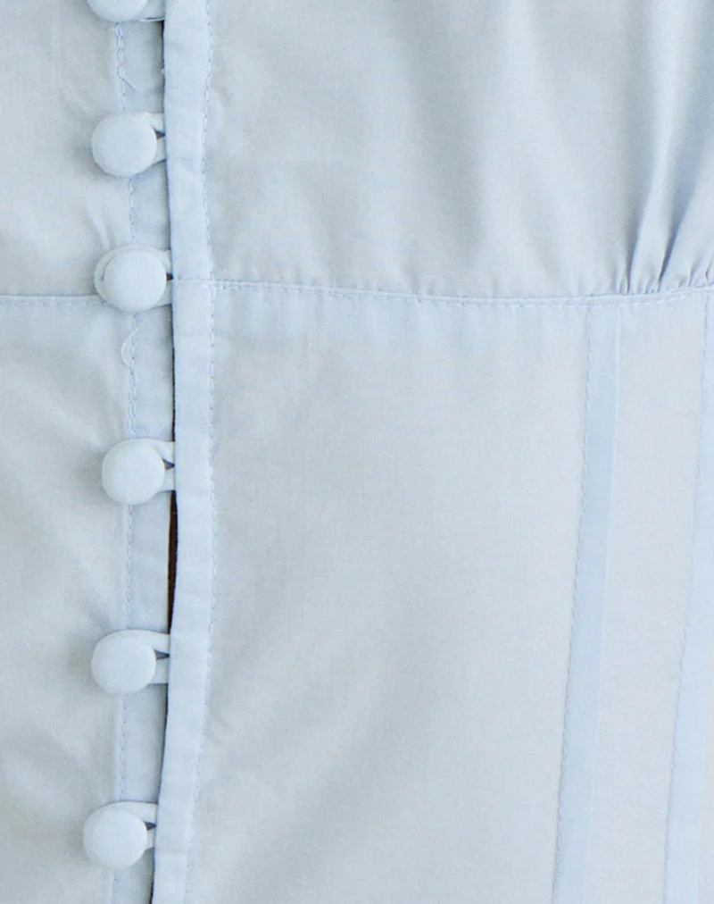 Yamila Puff Sleeve Keyhole Blouse in Ice Blue - Image 5