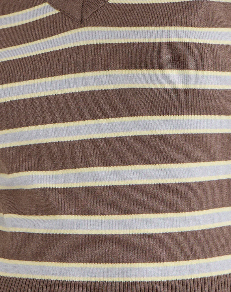 Yasra Jumper in Stripe Knit Brown and Yellow - Image 7