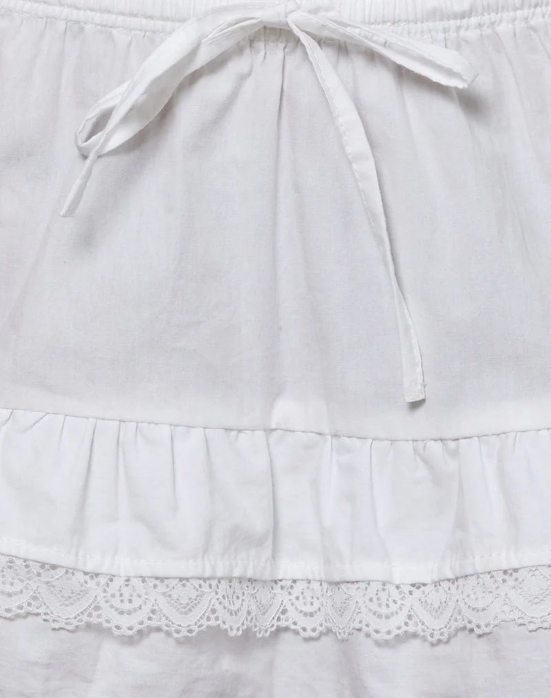 Yasu Ruffle Hem Mini Skirt in Poplin White - Image 7