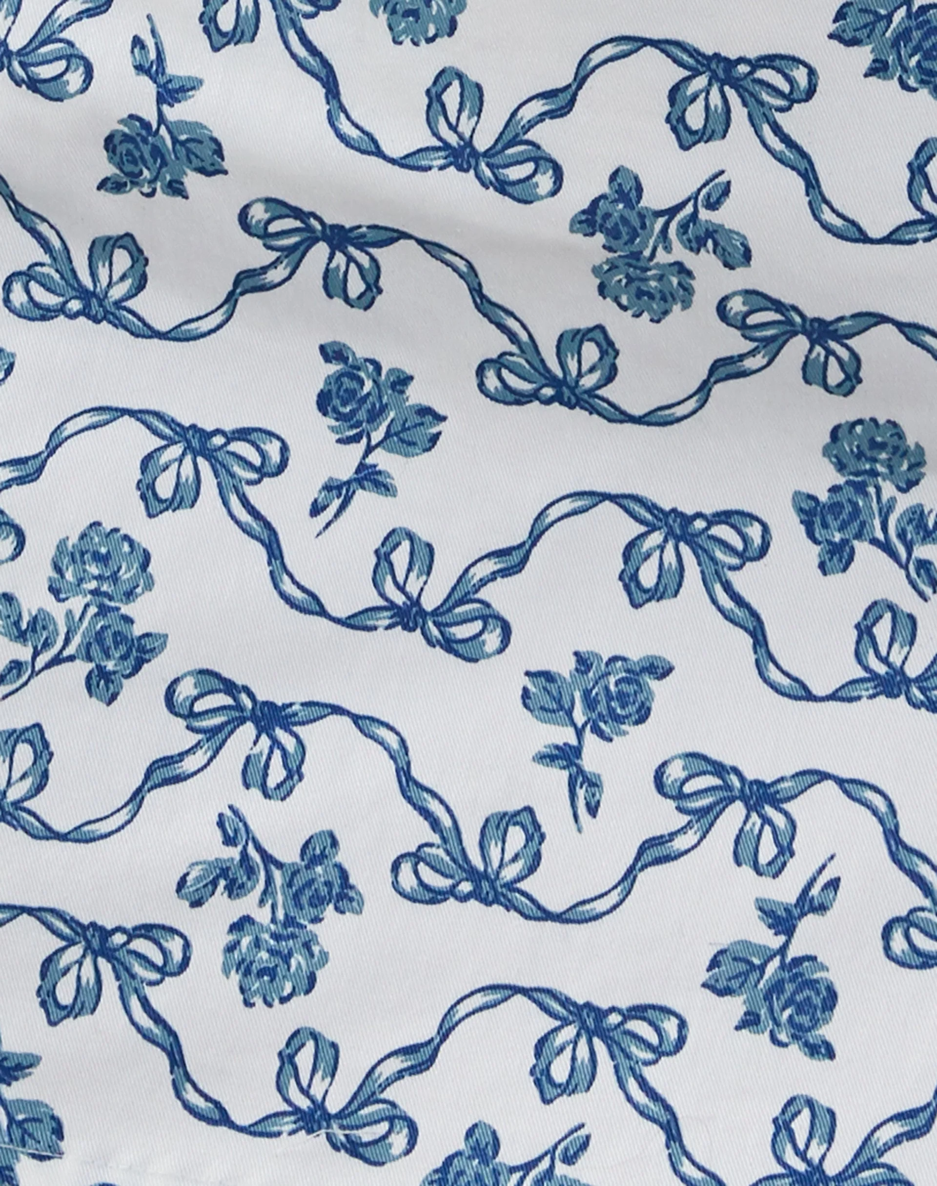 Yatri Mini Skirt in a Blue and White Ribbon Print - Image 8