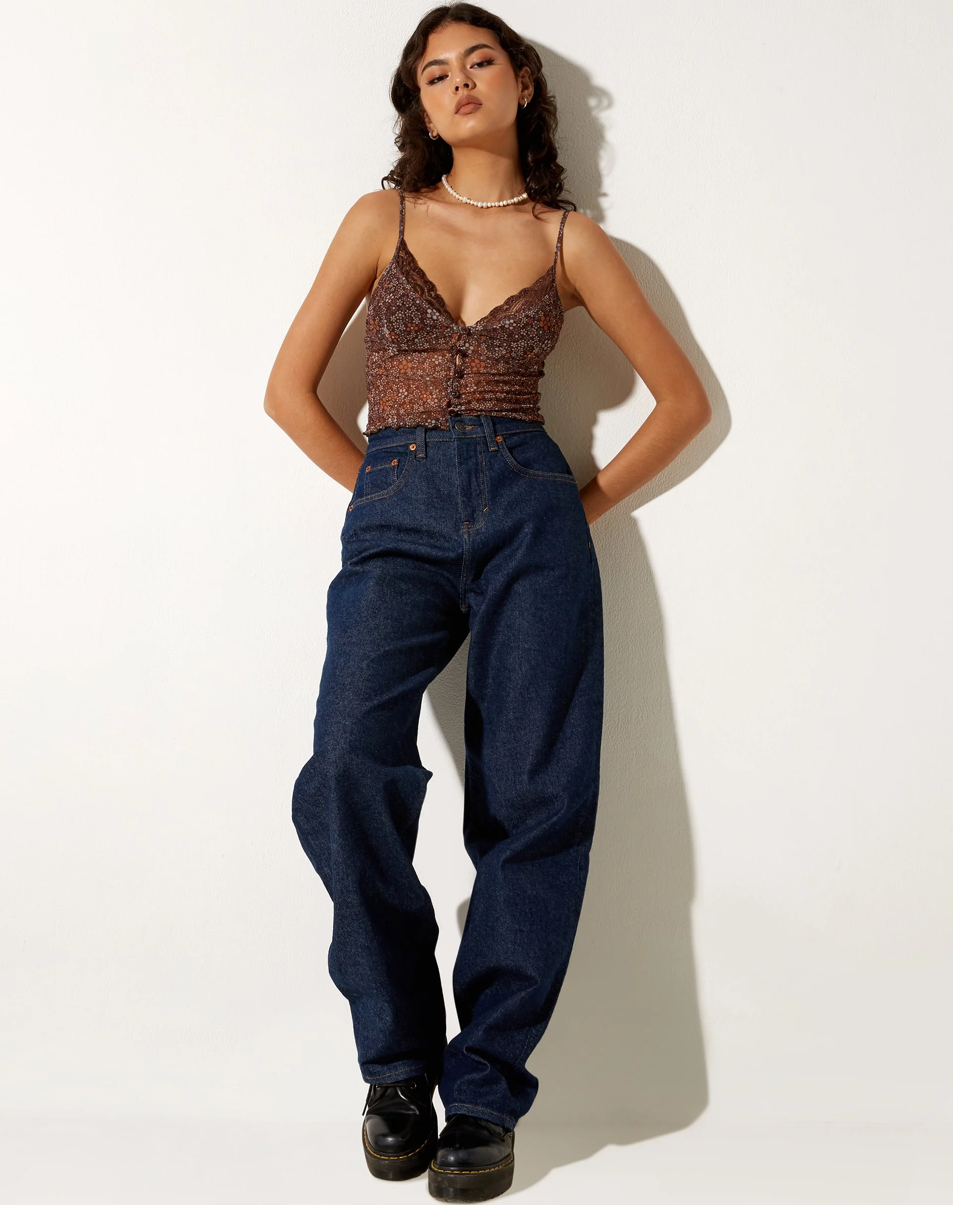 Yena Crop Top in Flower Garden Brown - Image 3