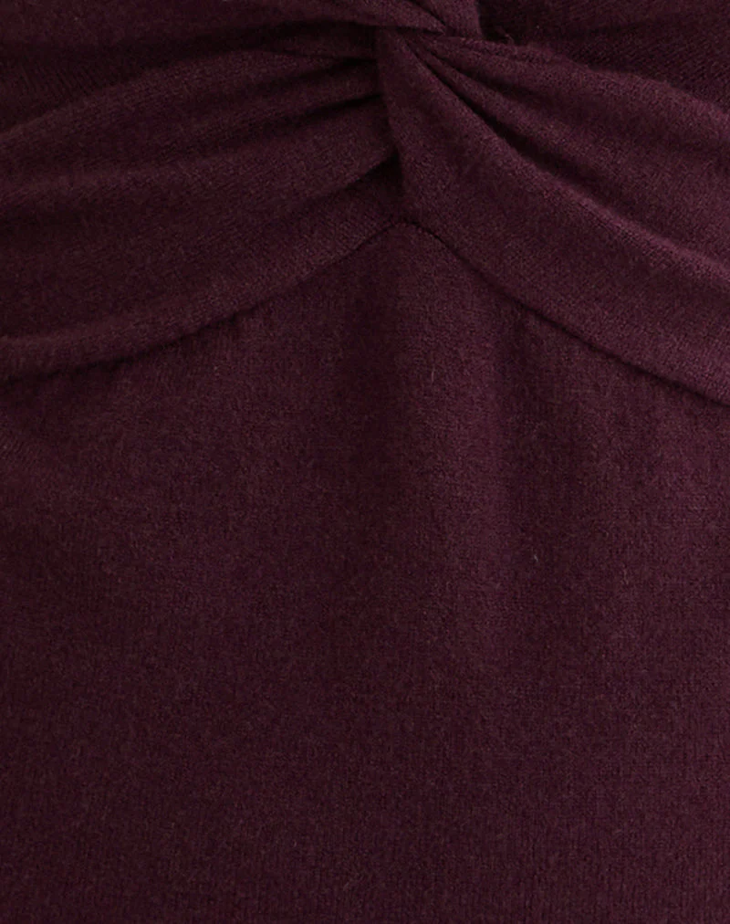 Yenari Long Sleeve Twist Top in Knit Plum - Image 5