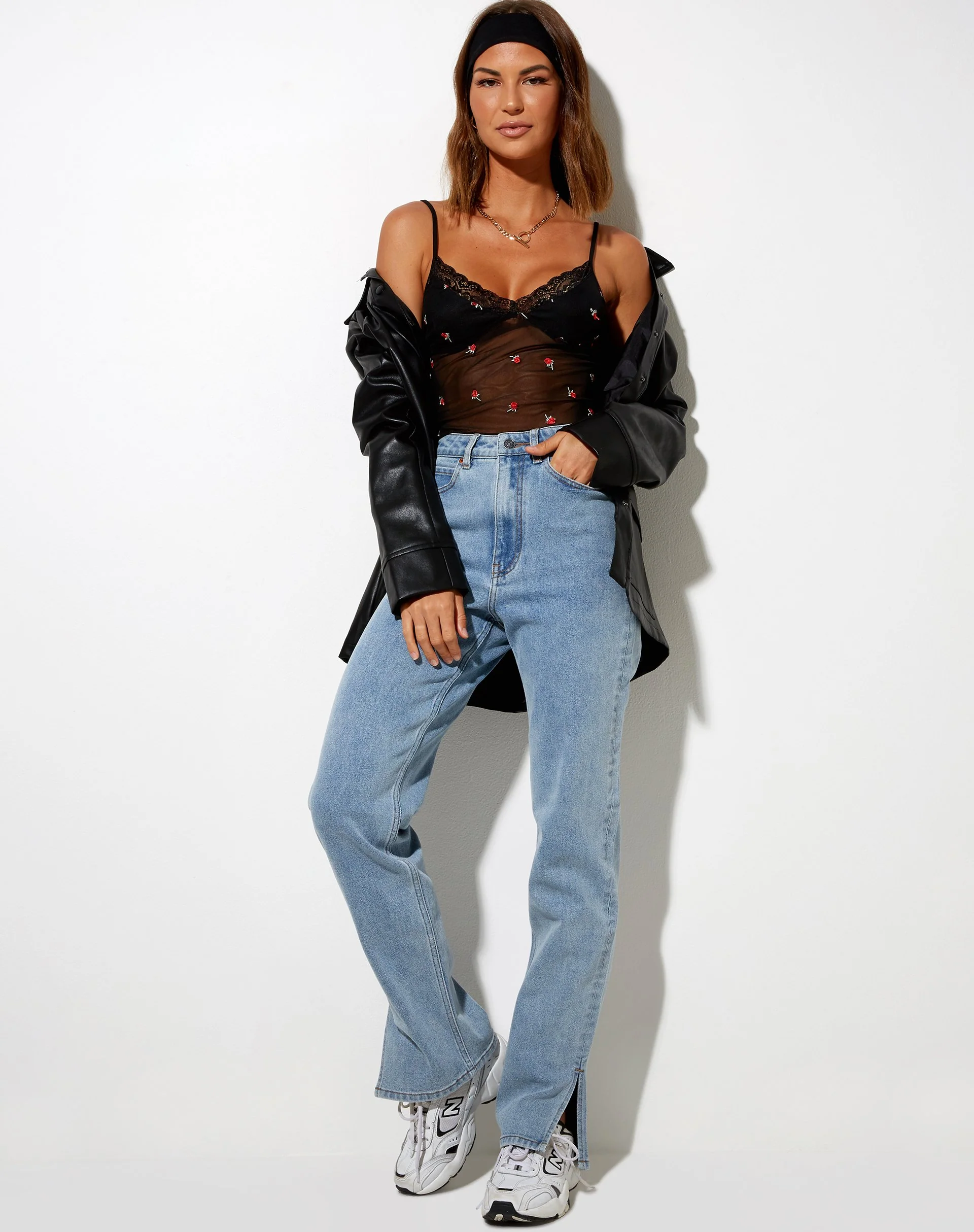 Yenika Crop Top in Black with Red Rose Embro - Image 4