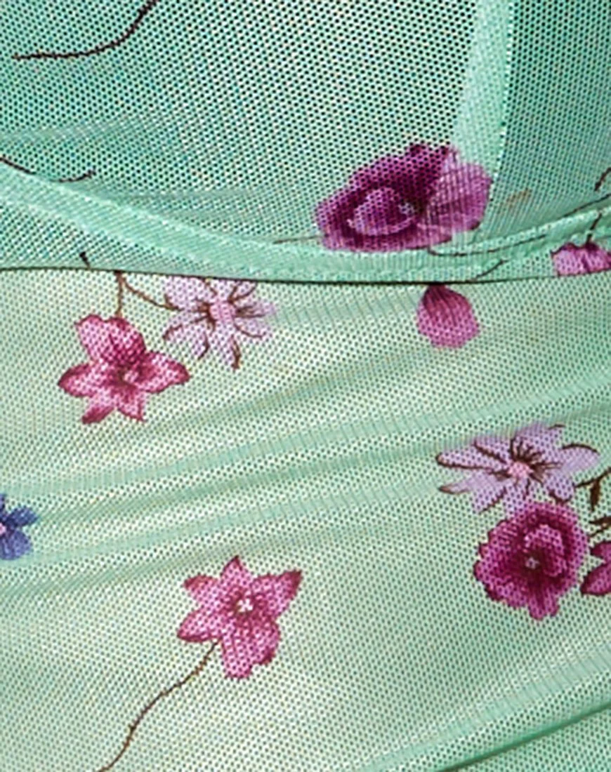 Yenika Crop Top in Bloom Lime with Lace - Image 6