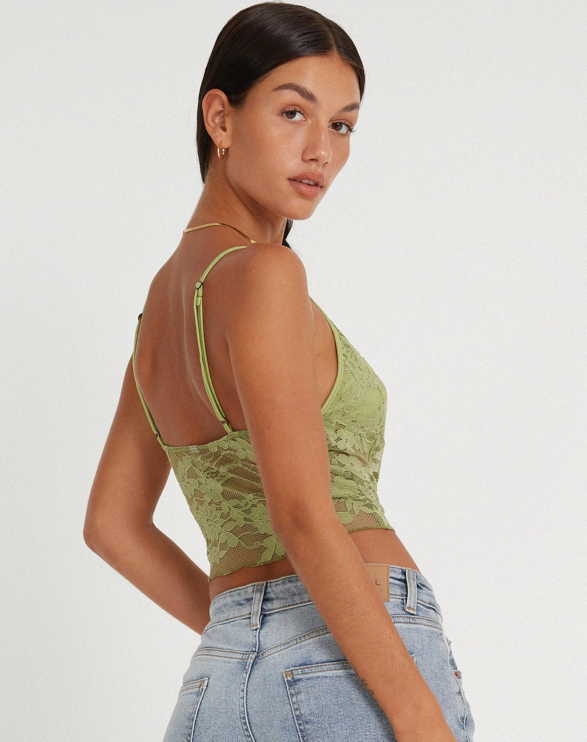 Yenko Crop Top in Lace Green - Image 2