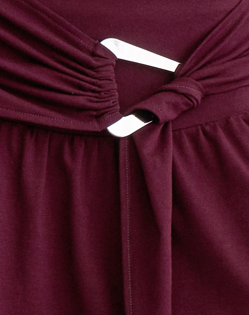 Yeri Tie Belt Mini Skirt in Dark Plum - Image 5