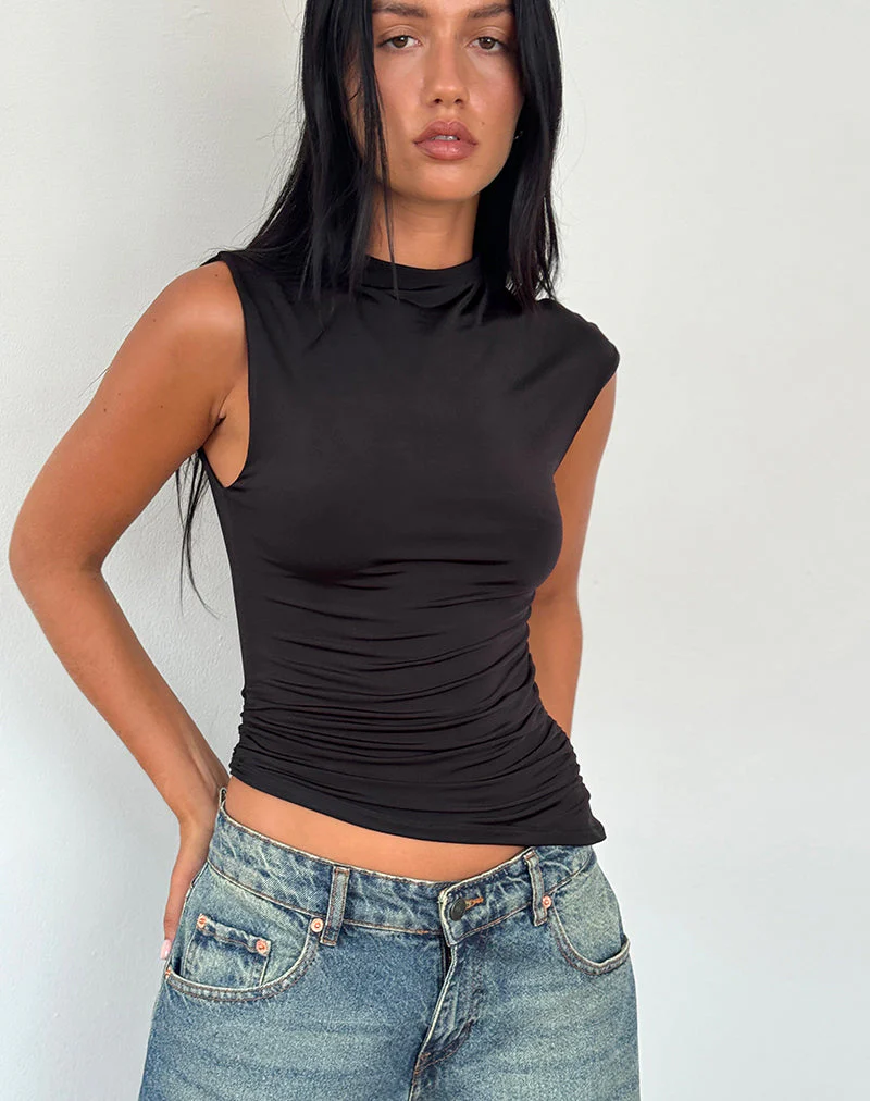 Yeseo Tank Slinky Top in Black - Image 2