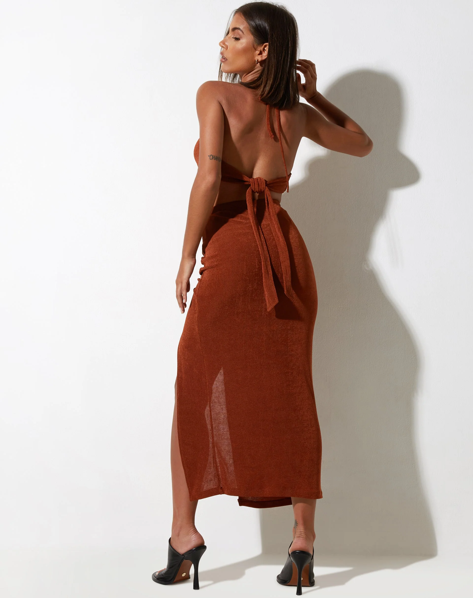 Yessa Crop Top in Crepe Brown - Image 4