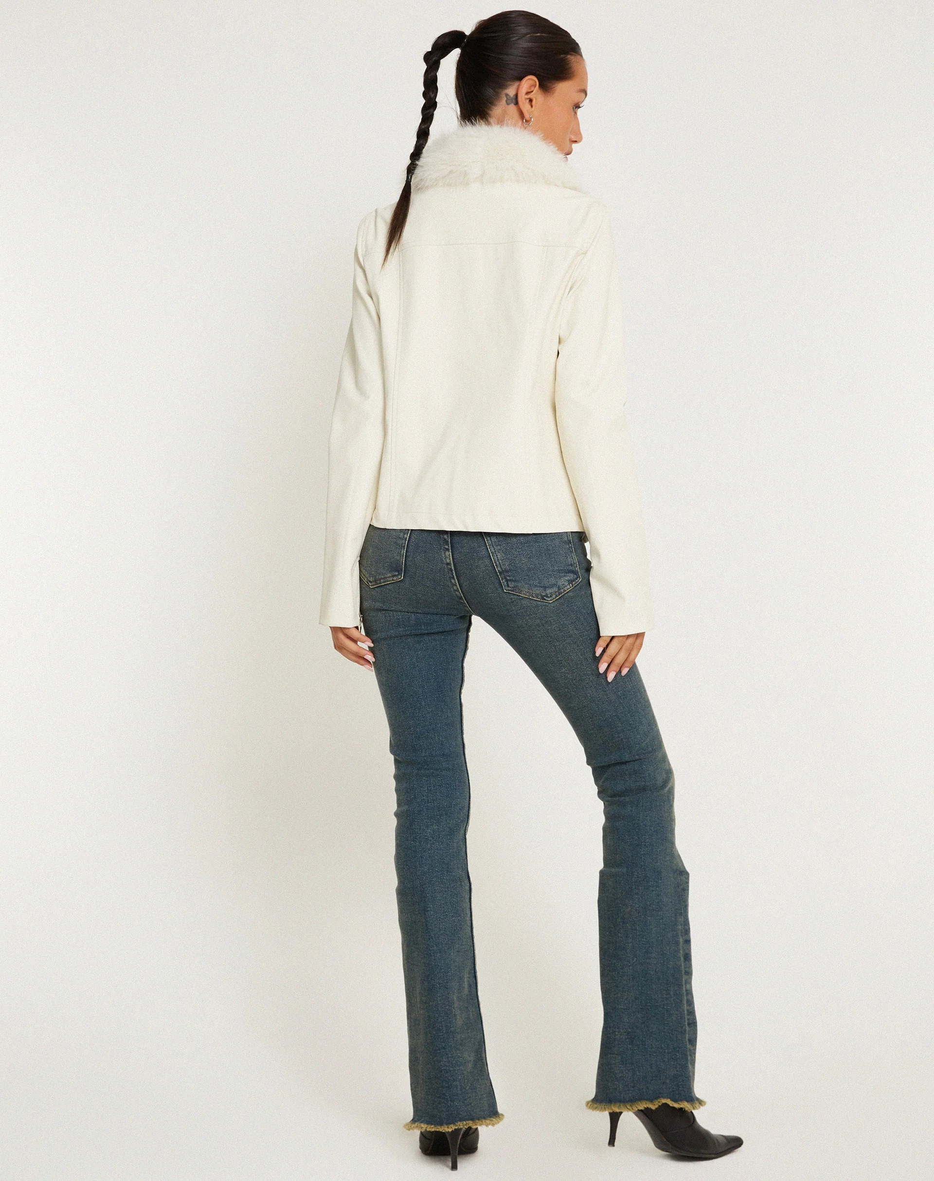 Yindo Zip Up Jacket in PU White - Image 4