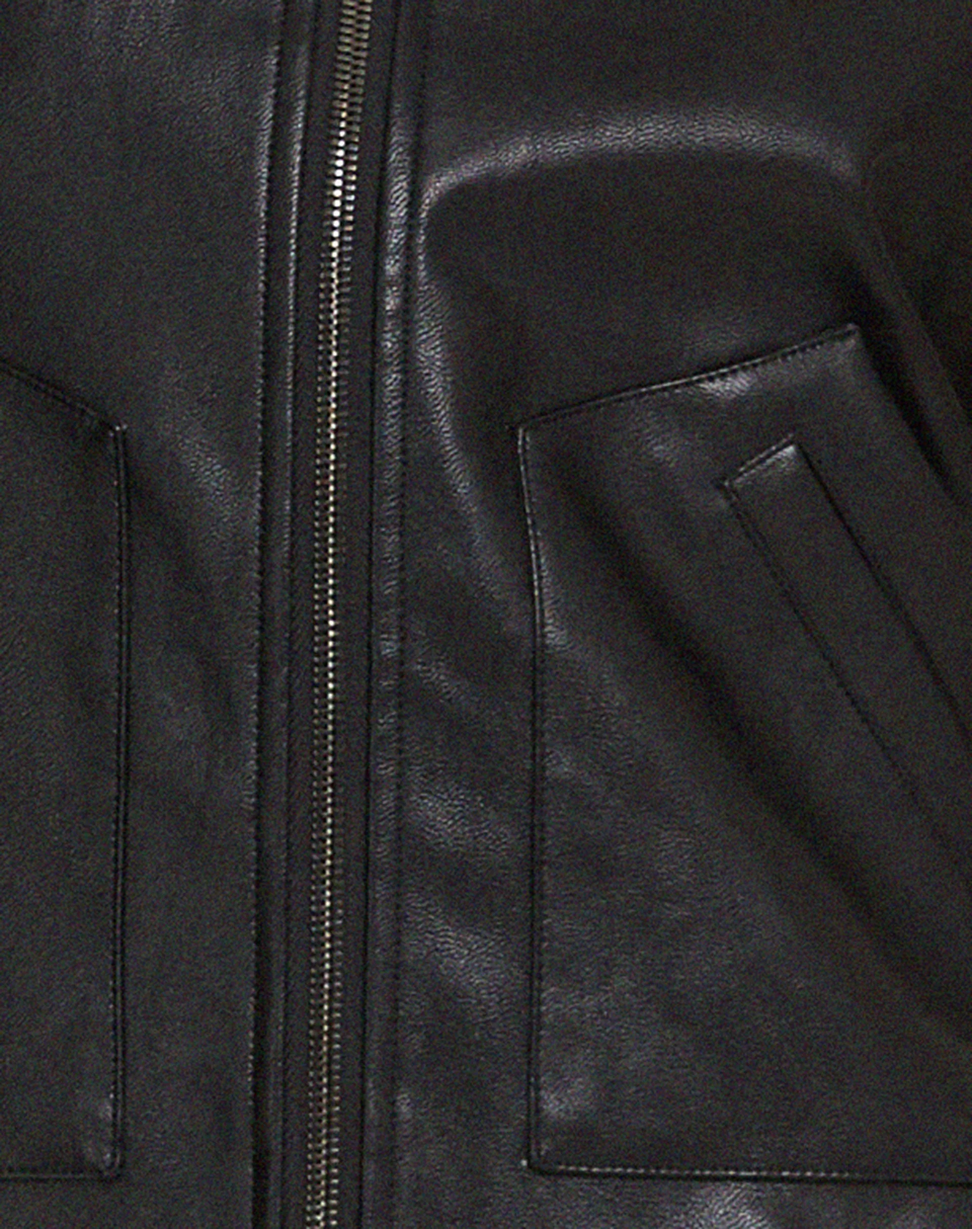 Yonde Zip Up Jacket in PU Black - Image 7