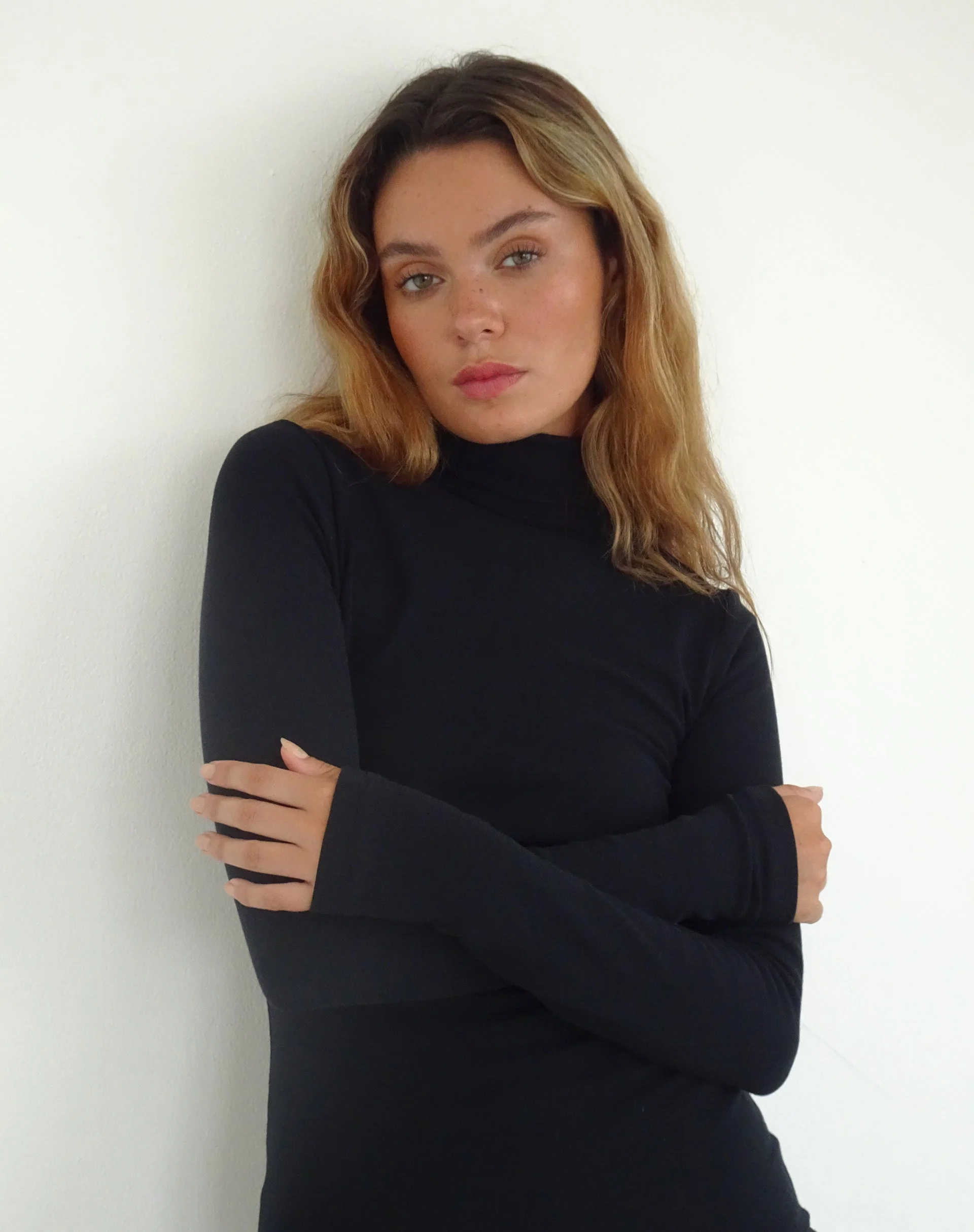 Yrion Turtle Neck Bodycon Mini Dress in Black - Image 3