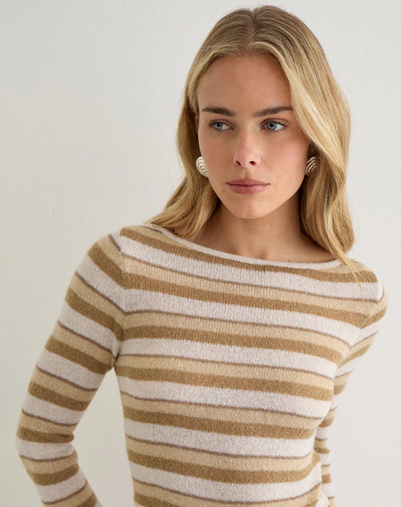 Yukara Long Sleeve Top in Knit Tonal Stripe - Image 2