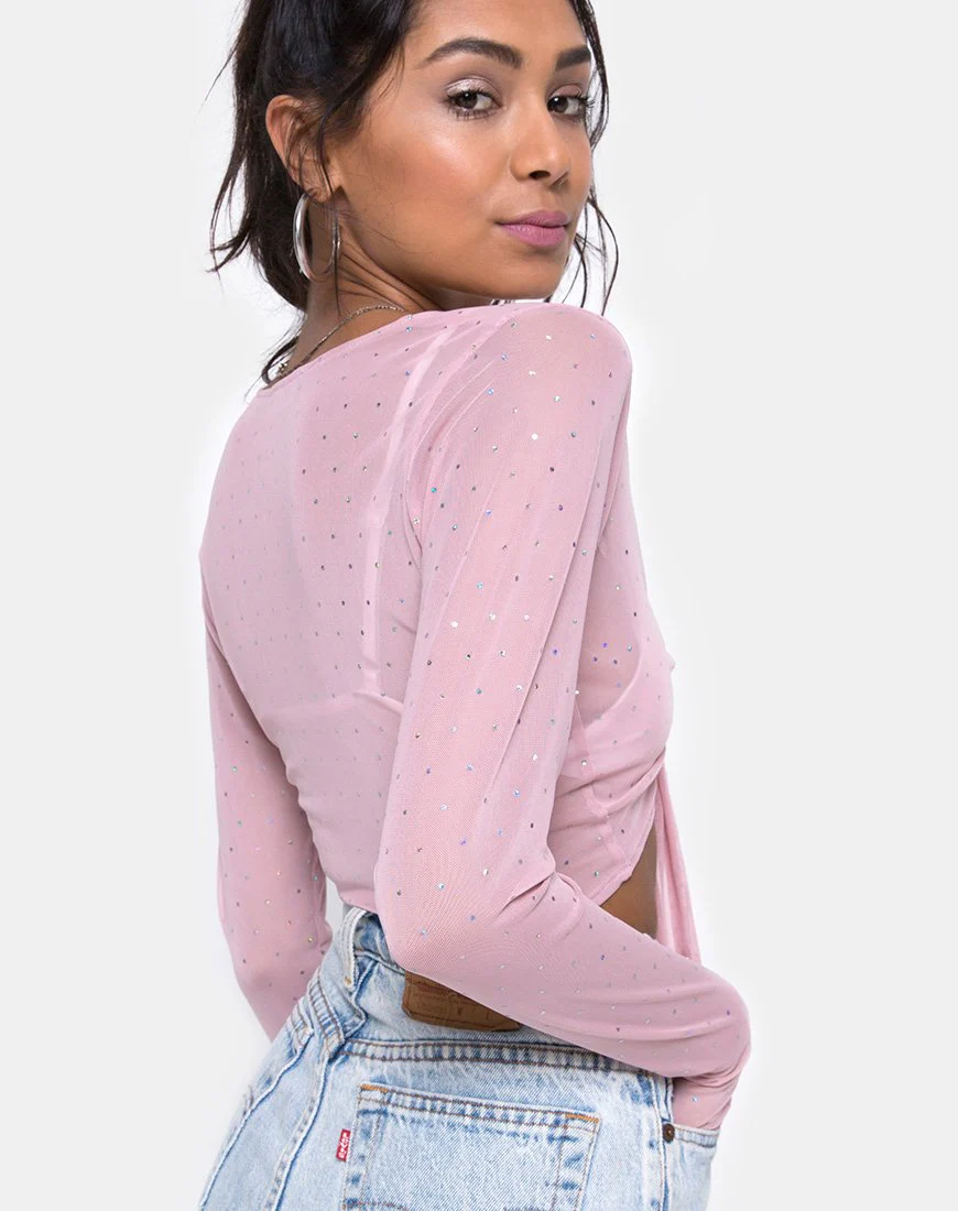Yun Top in Crystal Net Rose - Image 3