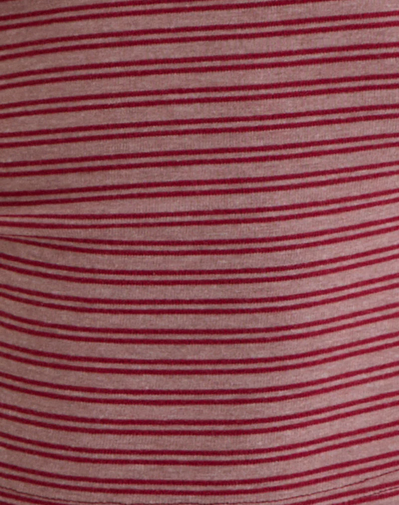 Yusi Long Sleeve Top in Burgundy Stripe - Image 7