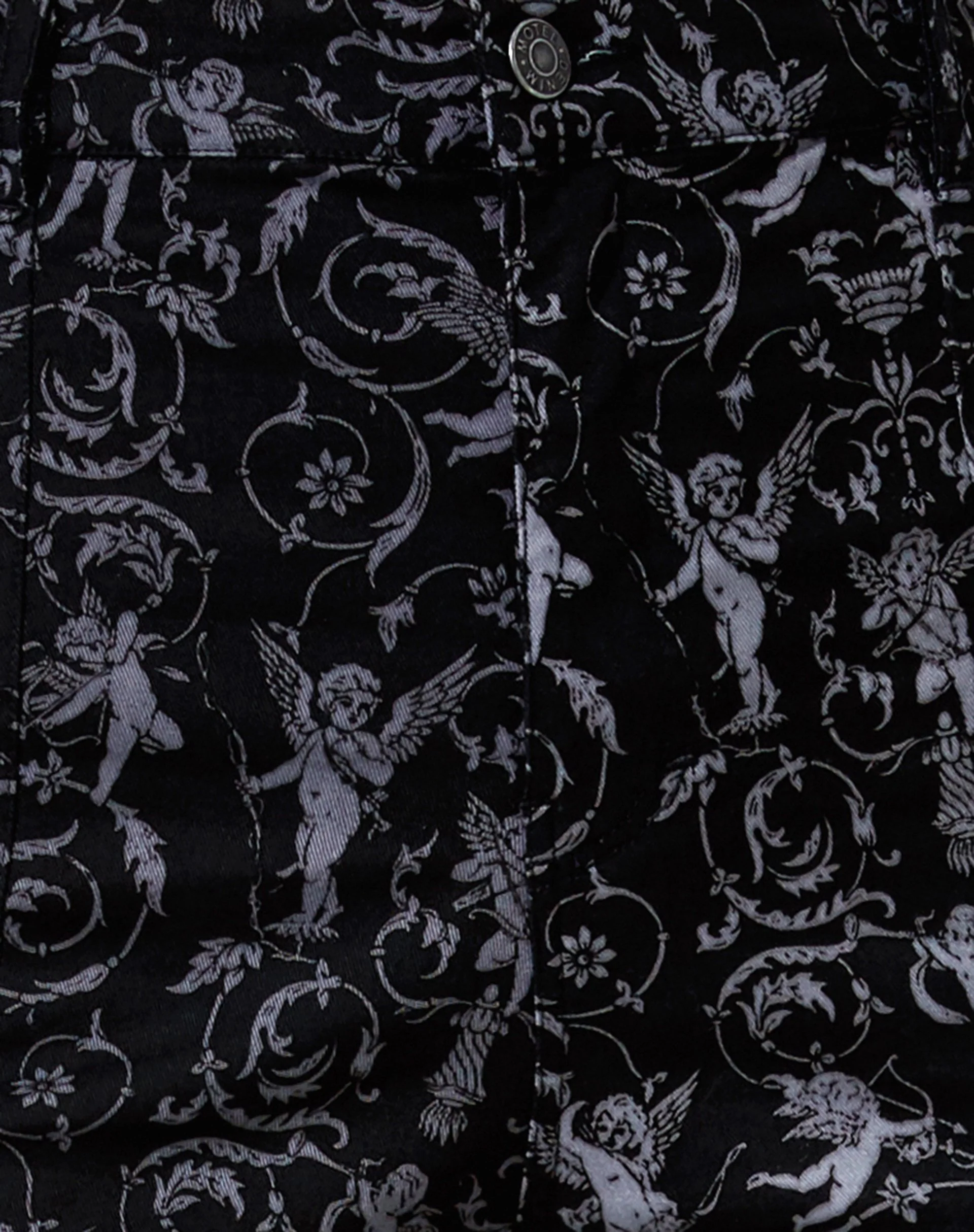 Zabby Flare Trouser in Baroque Cherub Black and Grey - Image 5