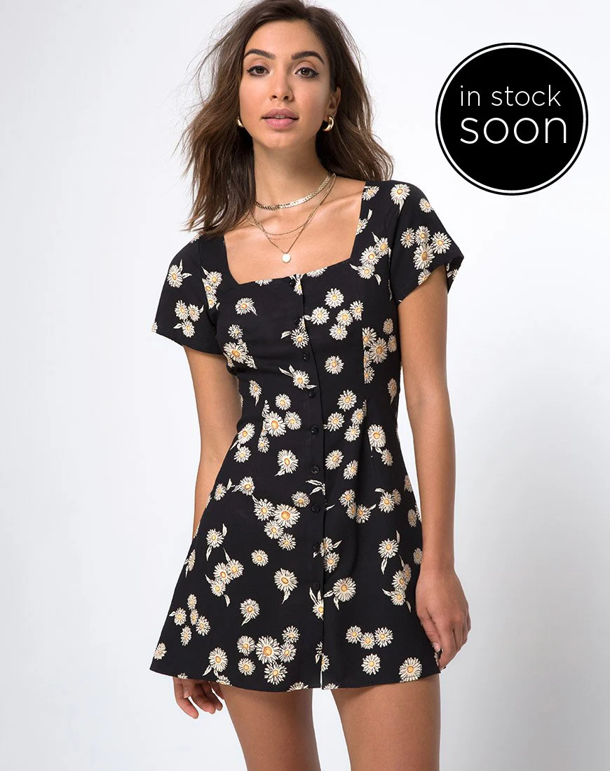 Zavacca Tea Dress in Grunge Daisy Floral - Image 7