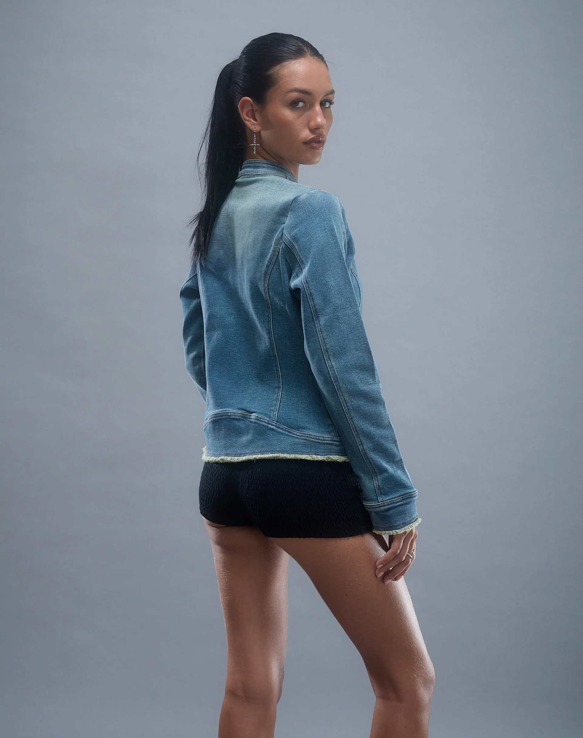 ZAYN DENIM BIKER JACKET VINTAGE BLUE 1 - Image 4
