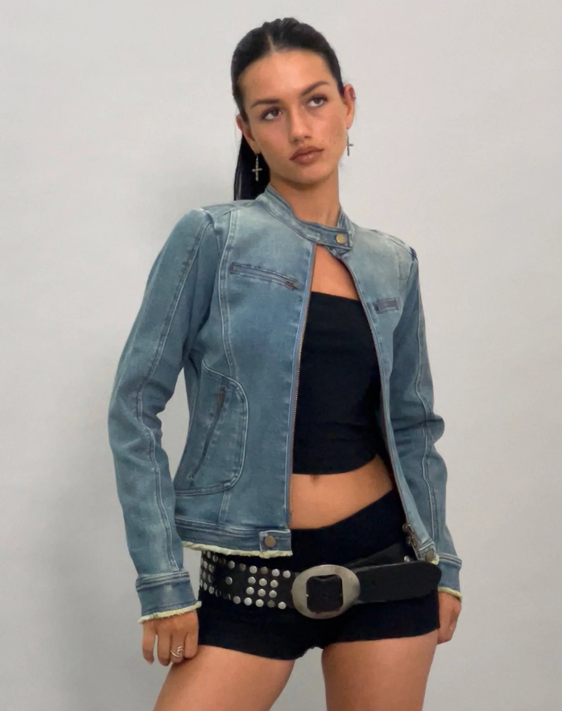ZAYN DENIM BIKER JACKET VINTAGE BLUE 1 - Image 6