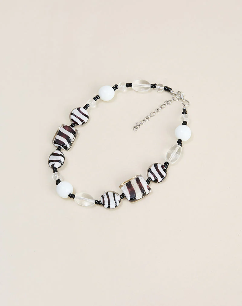 Zebra Glass Beaded Necklace - Image 4
