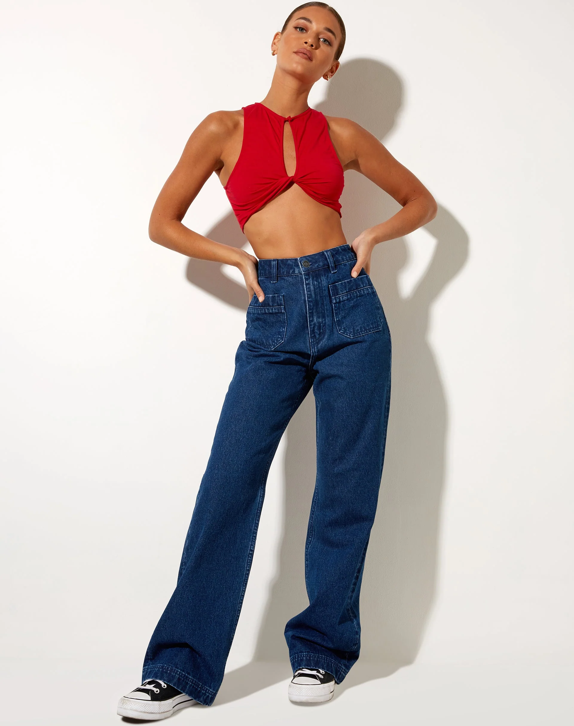 Zeme Crop Top in Racing Red - Image 3