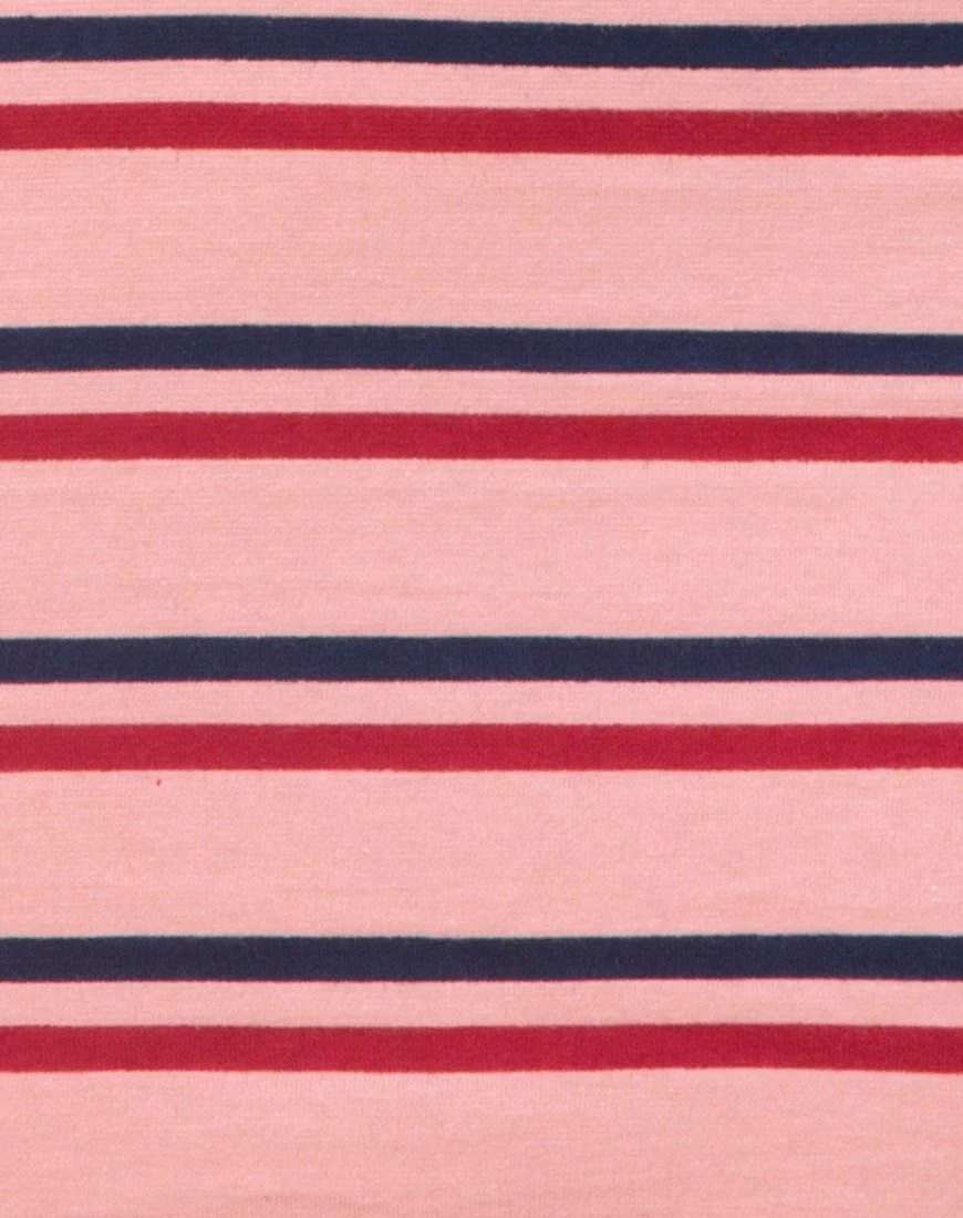 Zena Bodycon Dress in 70's Stripe Pink Horizontal - Image 5