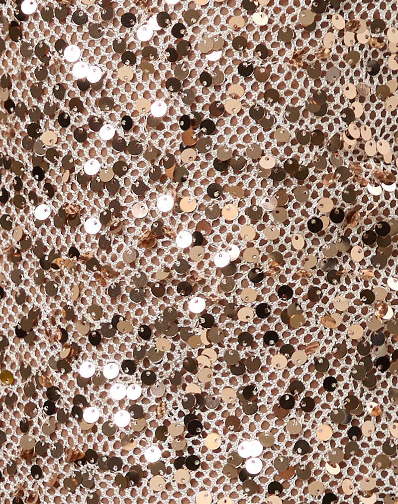 Zeyana Unlined Mini Dress in Sequin Gold - Image 6