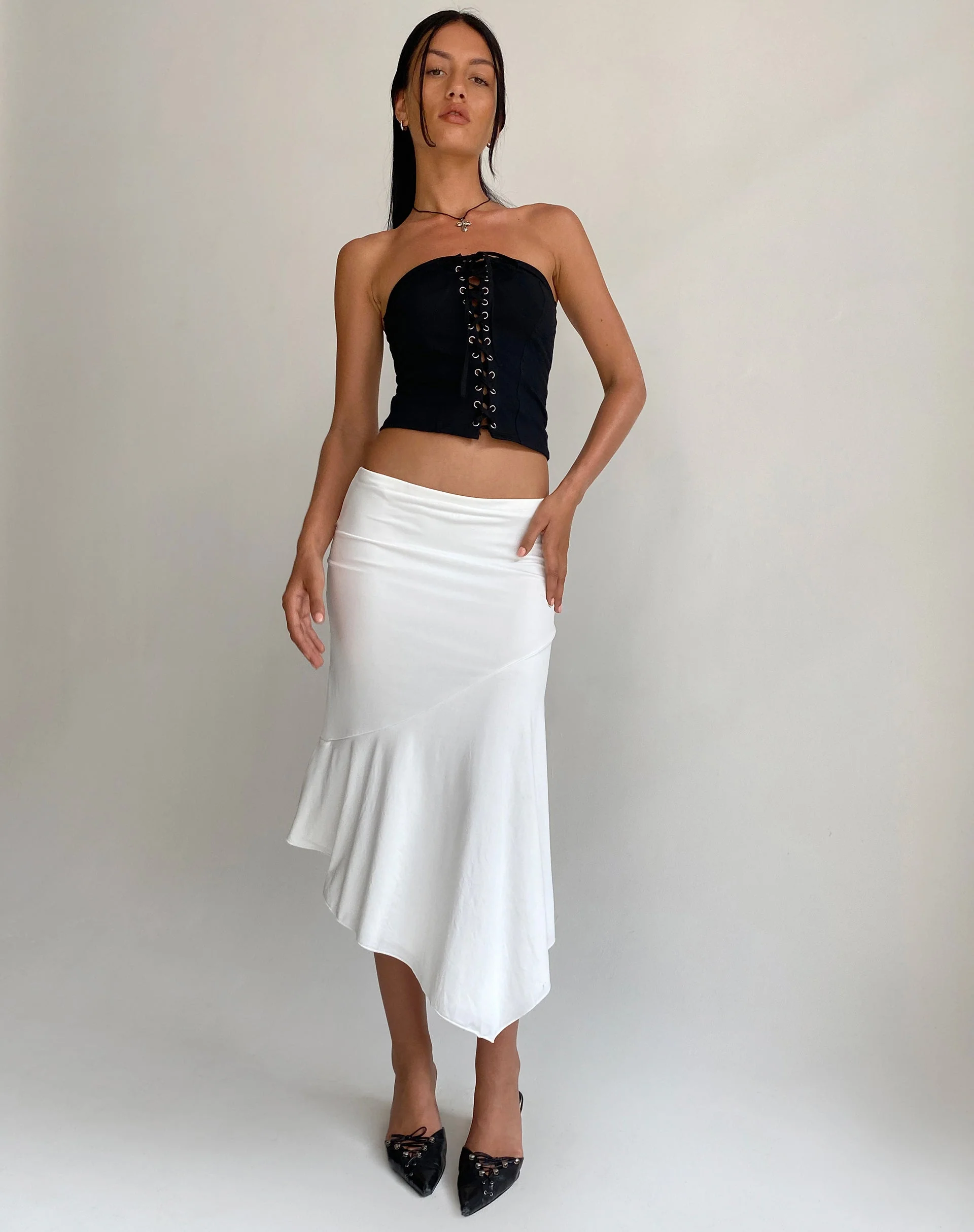 Ziggy Lace Front Bandeau Top in Black - Image 3