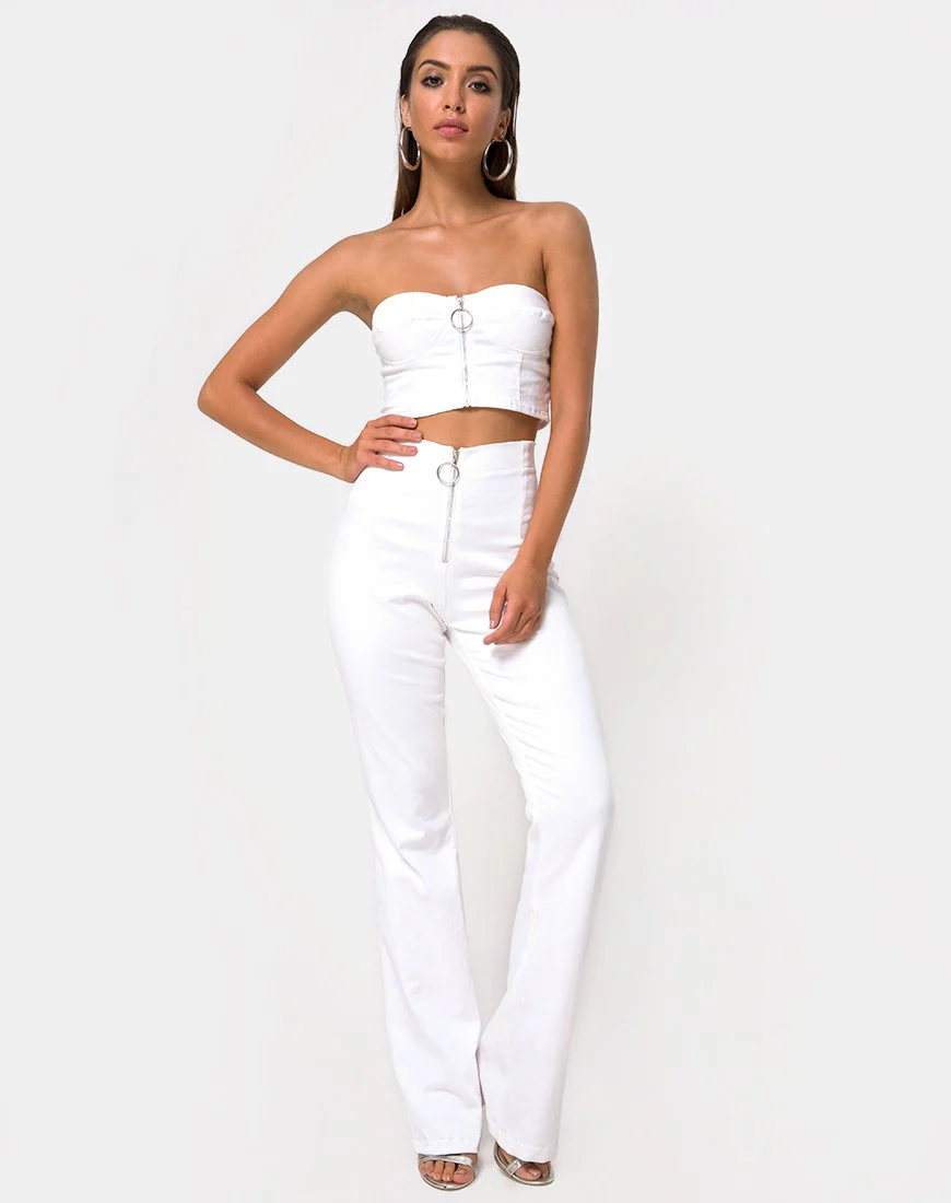 Zipshi Crop Top in White - Image 3
