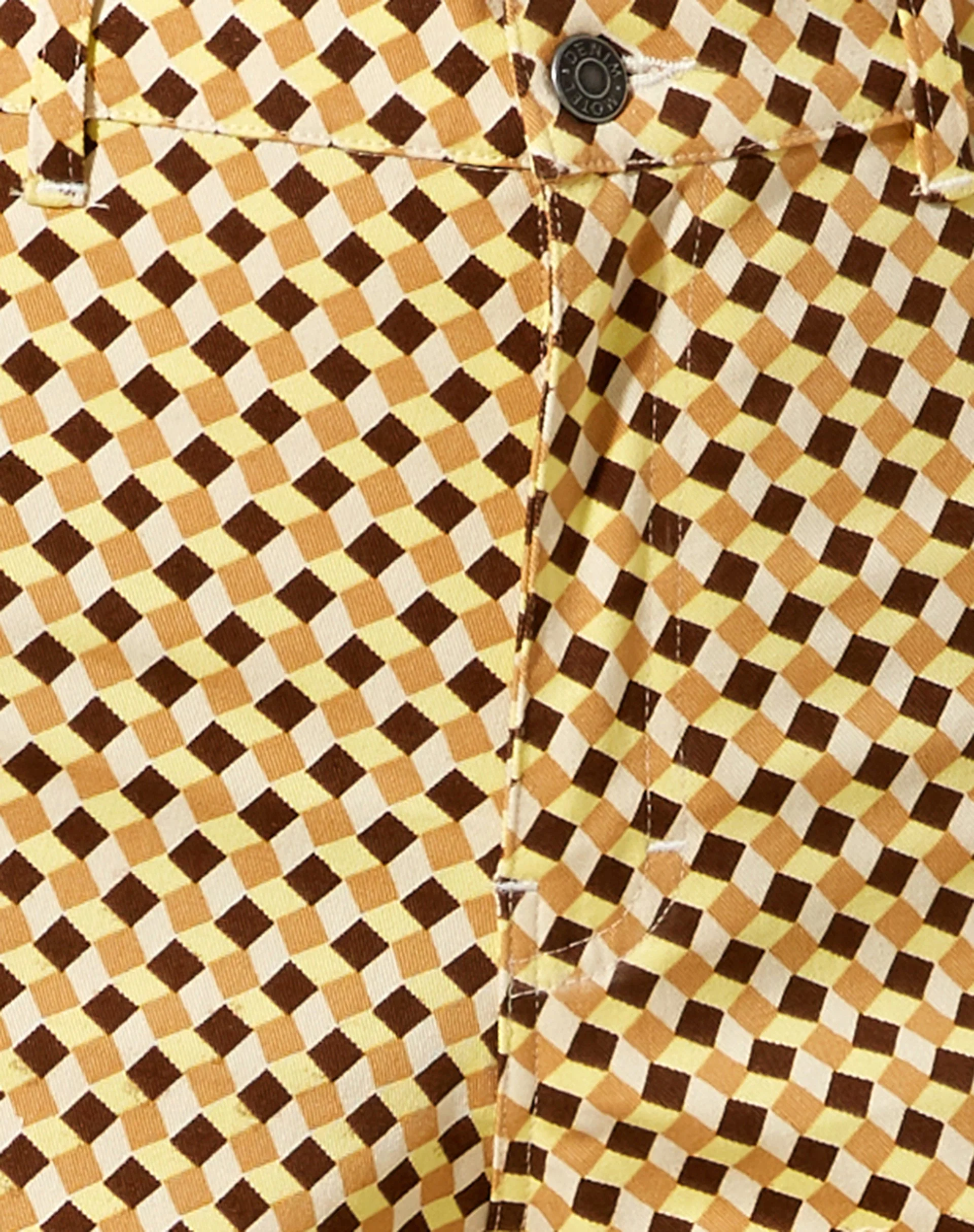 Zoven Flare Trouser in Wavy Checker Yellow - Image 5